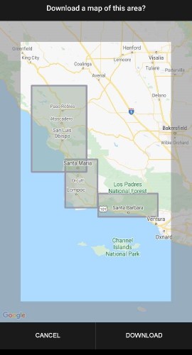 App screenshot offline map boxes