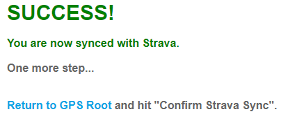 Success! You are now synced with Strava