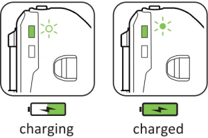 Diagram showing charged and not charged battery
