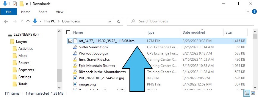 Windows file explorer showing lzm file