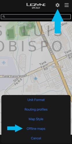 App offline maps screen
