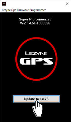 Update button on Windows GPS updater app