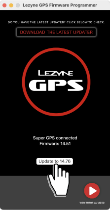 Update button on Mac GPS updater app